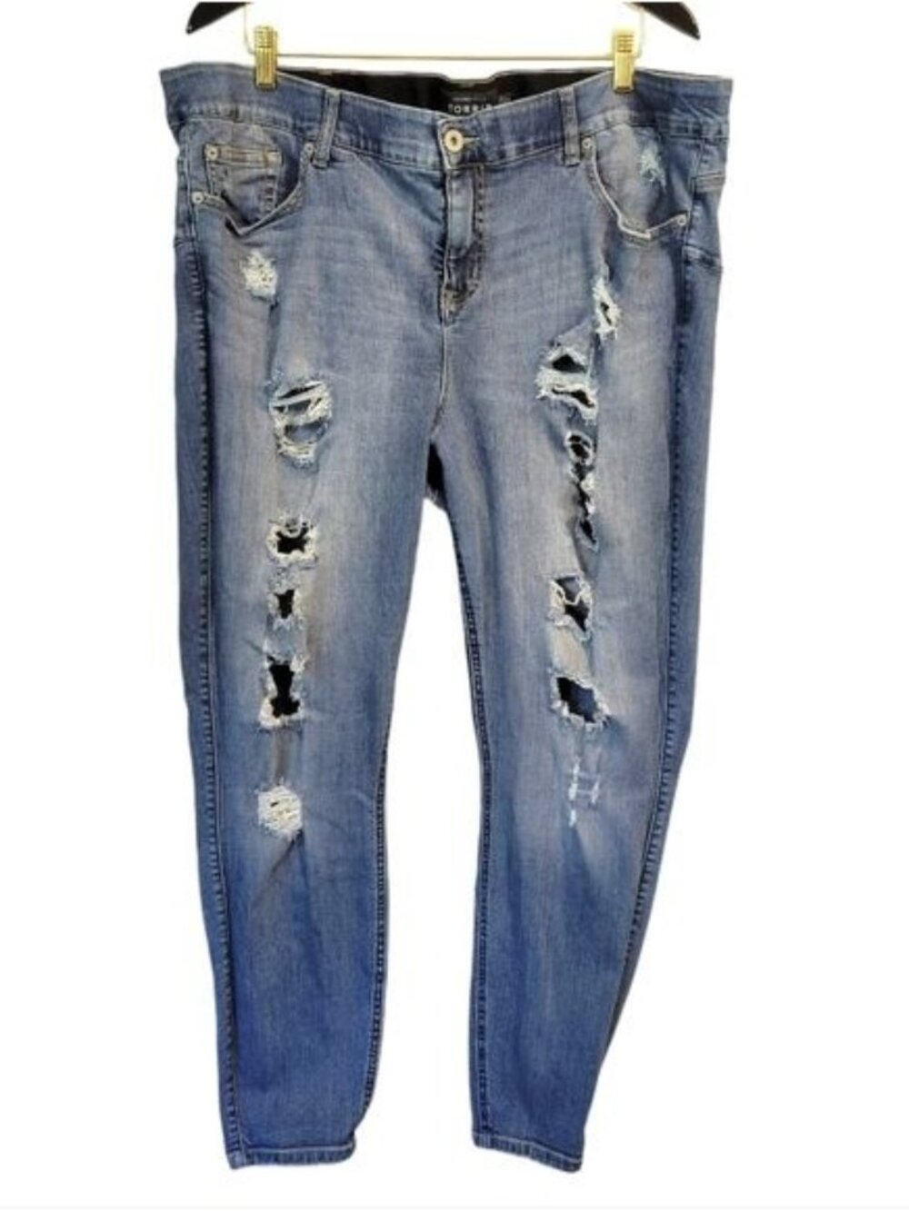 Torrid | Bombshell Skinny Premium Stretch High-Rise Destructed Jean - Picture 3 of 11